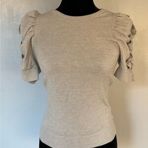 Express Light Gray Ruffled Sleeve Blouse